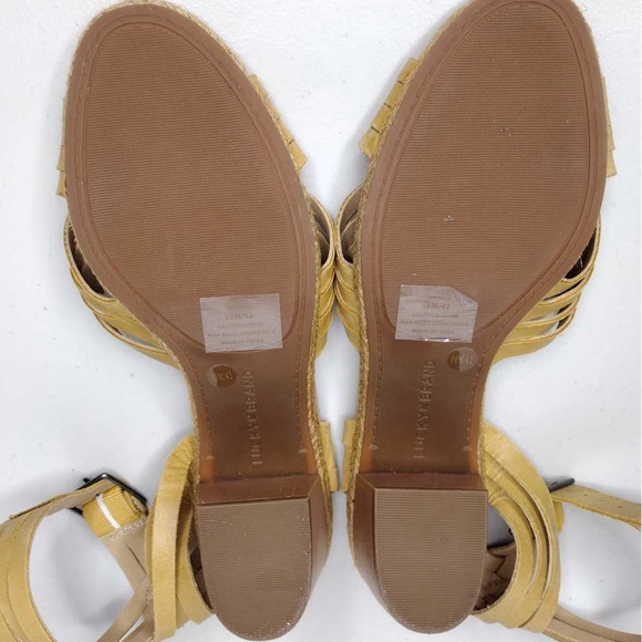 Lucky Brand Noxa Open Toe Boho 10M Leather Block Heel Sandals - Picture 10 of 14